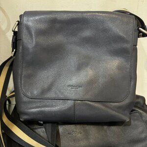 Coach Unisex Charles Crossbody Calf Leather Messenger Bag - Midnight Navy Blue